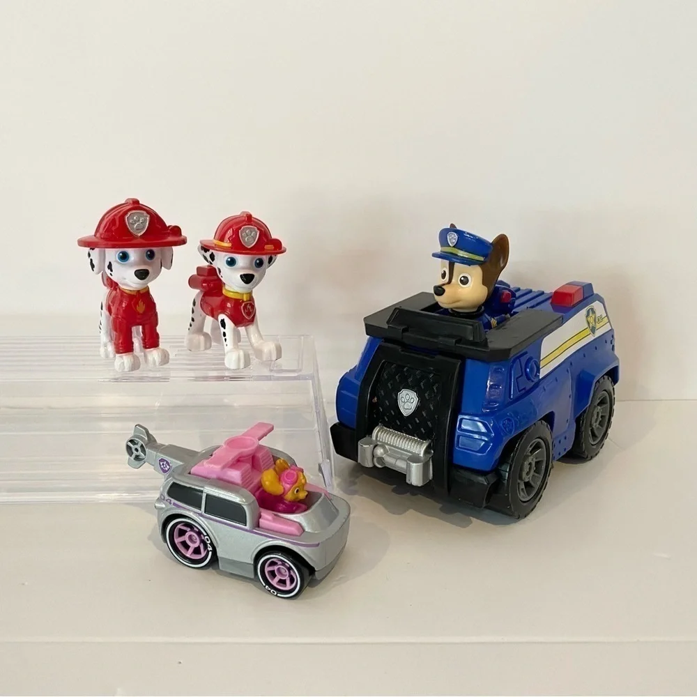 Paw Patrol Figure Lot Marshal Chase with Vehicle Diecast Skye Bundle Playset Toy - Picture 1 of 6